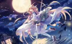 Rule 34 | 1girl, artist request, benghuai xueyuan, bug, chinese clothes, closed mouth, cloud, cloudy sky, commentary request, firefly, flip-flops, full body, full moon, gloves, hair between eyes, hair ornament, hanfu, highres, holding, holding polearm, holding weapon, honkai (series), insect, lantern, long hair, long sleeves, looking at viewer, moon, night, night sky, official art, okobo, outdoors, pink eyes, pink hair, polearm, sandals, sky, smile, solo, spear, star (sky), starry sky, thighhighs, very long hair, weapon, white gloves