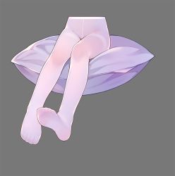 Rule 34 | 1girl, commentary request, feet, grey background, highres, lower body, no shoes, original, pantyhose, pillow, simple background, sitting, soles, solo, thighband pantyhose, toes, tsubasa tsubasa, white pantyhose