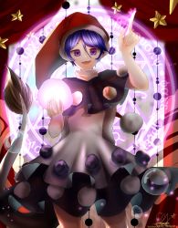 Rule 34 | 1girl, bad hand, doremy sweet, dress, hair between eyes, hat, heikokuru1224, highres, looking at viewer, open mouth, pom pom (clothes), red hat, smile, solo, touhou