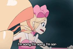 Rule 34 | 10s, 2girls, animated, animated gif, apologizing, blonde hair, bow, cutting hair, dress, drill hair, english text, fake screenshot, fleeing, grabbing another&#039;s hair, hair bow, harime nui, junketsu, kill la kill, kiryuuin satsuki, lowres, multiple girls, out of character, subtitled, trunchbull, twin drills, twintails