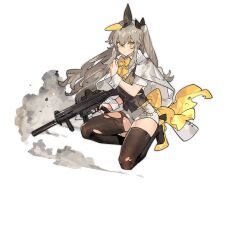 Rule 34 | 1girl, asymmetrical legwear, black ribbon, black vest, brown hair, brown pantyhose, coat, coat on shoulders, footwear ribbon, full body, girls&#039; frontline, gun, h&amp;k ump, hair between eyes, hair ribbon, high heels, holding, holding gun, holding weapon, long hair, looking at viewer, necktie, official alternate costume, official art, on one knee, one side up, pantyhose, parted lips, ribbon, scar, scar across eye, shirt, short sleeves, shorts, single leg pantyhose, single thighhigh, smoke, solo, star (symbol), starshadowmagician, suppressor, sweatdrop, thighhighs, torn clothes, transparent background, trigger discipline, ump45 (girls&#039; frontline), ump45 (the wish-making sorceress of fireworks) (girls&#039; frontline), very long hair, vest, weapon, white coat, white shirt, white shorts, white wrist cuffs, wrist cuffs, yellow eyes, yellow footwear, yellow necktie, yellow ribbon