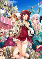 Rule 34 | + +, 6+girls, alt (ctrldel), atelier (series), atelier lydie &amp; suelle, atelier ryza, atelier ryza 2, atelier sophie, atelier sophie 2, blush, book, breasts, character request, closed eyes, cloud, cloudy sky, commentary request, crepe, day, dress, fi (atelier), food, green dress, green eyes, green jacket, hair between eyes, highres, holding, holding book, holding food, jacket, large breasts, long hair, long jacket, looking at another, looking at viewer, lydie marlen, medium breasts, multiple girls, one eye closed, open mouth, orange eyes, orange hair, outdoors, petals, pink hair, plachta, red dress, red eyes, red hair, reisalin stout, shirt, short hair, sidelocks, sitting, sitting on person, sky, smile, sophie neuenmuller, string of flags, suelle marlen, tongue, tongue out, white headwear, white shirt
