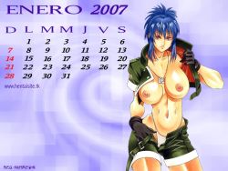 Rule 34 | 00s, 1girl, 2007, abs, army, blue hair, breasts, calendar, crop top, dog tags, gloves, high collar, highleg, highleg panties, jacket, january, jewelry, large breasts, leona heidern, military, military uniform, momoi nanabei, muscular, navel, necklace, nipples, no bra, open clothes, open fly, open shirt, panties, ponytail, red eyes, shirt, short hair, shorts, snk, solo, standing, the king of fighters, underwear, undressing, uniform, unzipped, watermark, white panties
