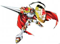 Rule 34 | armor, cape, digimon, digimon crusader, dukemon, knight, monster, official art, polearm, royal knights, shield, spear, weapon