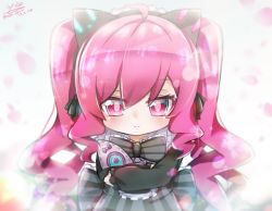Rule 34 | 1girl, ahoge, animal ears, cat ears, dated, drill hair, fake animal ears, grace (sound voltex), h2o rutorinde, lolita fashion, multicolored eyes, pink eyes, pink hair, signature, solo, sound voltex, sound voltex iii gravity wars, twintails