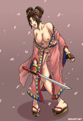 Rule 34 | breasts, brown hair, setsuka, soul calibur, sword, weapon