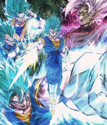 Rule 34 | 4boys, armor, aura, blue bodysuit, blue eyes, blue hair, blue pants, blue shirt, bodysuit, boots, collarbone, colored skin, commentary, covered collarbone, dougi, dragon ball, dragon ball super, earrings, energy, energy sword, fighting stance, fused zamasu, glint, gloves, green skin, hashagu, highres, jewelry, looking at viewer, male focus, multicolored skin, multiple boys, open mouth, orange pants, orange shirt, pants, potara earrings, punching, purple eyes, purple skin, shirt, single bang, sleeveless, sleeveless shirt, slime (substance), smirk, son goku, spiked hair, super saiyan, super saiyan blue, sword, two-tone skin, v-neck, vegeta, vegetto, veins, weapon, white footwear, white gloves, white hair, zamasu