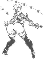 Rule 34 | 1girl, ass, breasts, highres, isabella valentine, large breasts, revealing clothes, short hair, soul calibur, weapon