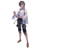 Rule 34 | 1boy, absurdres, atelier (series), atelier sophie, atelier sophie 2, black hair, black pants, bracelet, braid, brown footwear, champagne flute, chest harness, collared shirt, cup, dark-skinned male, dark skin, drinking glass, full body, gnome dumortier, harness, highres, holding, holding cup, holding towel, jewelry, loafers, long sleeves, looking at viewer, male focus, official art, open mouth, pants, purple eyes, second-party source, shirt, shoes, short hair, side braid, simple background, smile, solo, standing, towel, white background, white shirt, yuugen