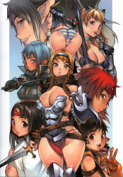 Rule 34 | 6+girls, absurdres, armor, ass, black hair, blonde hair, blue eyes, braid, breasts, buckle, cameltoe, cleavage, covered erect nipples, crown, echidna (queen&#039;s blade), elina (queen&#039;s blade), f.s., hairband, headband, highres, irma (queen&#039;s blade), japanese clothes, jewelry, large breasts, leina (queen&#039;s blade), licking, licking finger, long hair, menace (queen&#039;s blade), miko, multiple girls, nowa (queen&#039;s blade), panties, partial armor, pointy ears, ponytail, purple eyes, queen&#039;s blade, revealing armor, revealing clothes, risty (queen&#039;s blade), setra, shield, short hair, smile, striped clothes, striped panties, sword, tomoe (queen&#039;s blade), tongue, twin braids, underwear, weapon