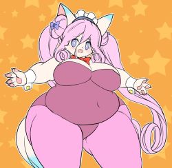 Rule 34 | artist request, blue eyes, playboy bunny, dog, farinis, fullbokko heroes, furry, long hair, open mouth, pink hair, twintails