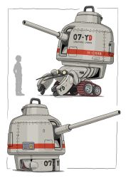 Rule 34 | absurdres, cannon, caterpillar tracks, gatling santouhei, hermit crab, highres, mecha, military, military vehicle, motor vehicle, original, robot, science fiction, silhouette, tank, transformation, vehicle focus, white background
