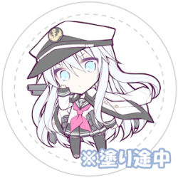 Rule 34 | 1girl, admiral (kancolle) (cosplay), admiral (kancolle), aqua eyes, borrowed clothes, cape, chibi, cosplay, hat, hibiki (kancolle), kantai collection, long hair, lowres, md5 mismatch, peaked cap, pleated skirt, school uniform, serafuku, silver hair, skirt, solo, teruui, translation request