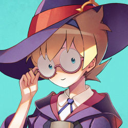 Rule 34 | 10s, 1girl, glasses, little witch academia, lotte jansson, simple background, solo, tagme