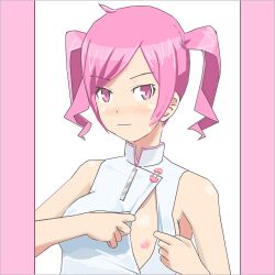 digimon digimon_world_re:digitize gursena hair_ornament hairpin pink_eyes pink_hair rindou_akiho short_hair twintails