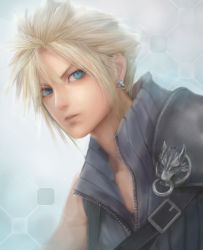 Rule 34 | 00s, 1990s (style), 1boy, bad id, bad pixiv id, blonde hair, blue eyes, cloud strife, earrings, final fantasy, final fantasy vii, final fantasy vii advent children, jewelry, male focus, miche, realistic, short hair, solo