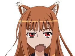 Rule 34 | 00s, animal ear fluff, animal ears, highres, holo, jpeg artifacts, portrait, simple background, solo, spice and wolf, tagme, vector trace, white background, wolf ears