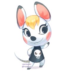 Rule 34 | 1girl, airuko (justduet), animal crossing, animal ears, artist name, bella (animal crossing), image sample, mouse (animal), mouse ears, mouse tail, nintendo, simple background, solo, tail, teeth, tumblr sample, white background