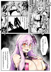 alternate_costume breast_expansion breasts cleavage corruption fingernails huge_breasts large_breasts long_fingernails magic_the_hard manga_(object) mind_control nepgear neptune_(series) orange_eyes translated