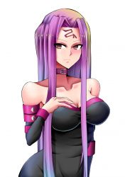 Rule 34 | 1girl, bare shoulders, breasts, brown eyes, choker, cleavage, detached sleeves, dress, fate/stay night, fate (series), highres, large breasts, long hair, looking at viewer, medusa (fate), medusa (rider) (fate), purple hair, solo, very long hair