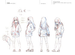 Rule 34 | 1girl, absurdres, cardigan, cellphone, character name, character sheet, copyright name, from side, full body, hand in pocket, highres, holding, holding phone, idolmaster, idolmaster cinderella girls, kneehighs, loafers, long hair, multiple views, official art, partially colored, phone, pleated skirt, production art, production note, scan, shibuya rin, shoes, simple background, skirt, sleeves past wrists, smartphone, socks, turnaround, white background, zip available