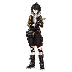 Rule 34 | 1boy, 404 logo (girls&#039; frontline), adjustable wrench, ahoge, armband, black footwear, black gloves, black hair, black jacket, black shorts, blue eyes, boots, closed mouth, colored shoe soles, cross-laced footwear, dier (girls&#039; frontline), full body, girls&#039; frontline, gloves, hair between eyes, headphones, holding, holding wrench, hood, hood down, hoodie, infukun, jacket, knee strap, lace-up boots, long sleeves, looking at viewer, male focus, multicolored clothes, multicolored jacket, official art, pouch, short hair, shorts, simple background, smile, solo, standing, toolbox, transparent background, two-tone jacket, white hoodie, wrench, yellow armband, yellow headphones, yellow jacket