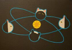 Rule 34 | animal, animal ears, cat, cat ears, danial ryan, head only, in orbit, no humans, original, planet, shadow, space, sun, traditional media