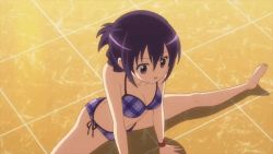 Rule 34 | 1girl, animated, anime screenshot, bikini, gochuumon wa usagi desu ka?, lowres, purple eyes, purple hair, stretching, swimsuit, tagme, tedeza rize