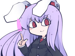 Rule 34 | 1girl, @ @, animal ears, black jacket, blazer, blush stickers, buttons, chahan (fried rice0614), closed mouth, collared shirt, jacket, light purple hair, long hair, long sleeves, necktie, one-hour drawing challenge, rabbit ears, red eyes, red necktie, reisen udongein inaba, shirt, smile, solo, touhou, upper body, white shirt