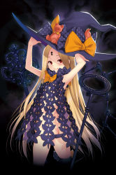 Rule 34 | 1girl, abigail williams (fate), abigail williams (second ascension) (fate), arms up, ass, black bow, black dress, black hat, black panties, blonde hair, bow, closed mouth, commentary request, dress, fate/grand order, fate (series), forehead, from behind, hat, hat bow, kazuma muramasa, key, keyhole, long hair, looking at viewer, looking back, lowleg, lowleg panties, orange bow, panties, parted bangs, polka dot, polka dot bow, red eyes, revealing clothes, shiny skin, smile, solo, standing, stuffed animal, stuffed toy, teddy bear, underwear