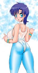 Rule 34 | 1990s (style), 1girl, ass, bishoujo senshi sailor moon, blush, breasts, covered erect nipples, large breasts, mizuno ami, pantyhose, sailor mercury, solo, takeshi aono