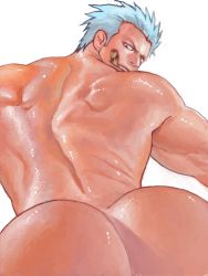 Rule 34 | 1boy, ass, bara, inmomakuro, looking at viewer, male focus, muscular, nude, one piece, smoker (one piece), solo, tagme, yaoi