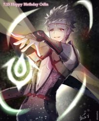 Rule 34 | 1boy, artist name, atoatto, atodonotea, blonde hair, center opening, character name, circlet, fire emblem, fire emblem fates, happy birthday, magic, male focus, navel, nintendo, odin (fire emblem), open mouth, red eyes, solo