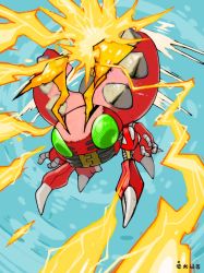 Rule 34 | attack, bug, digimon, electricity, flying, green eyes, highres, spikes, tentomon, wings