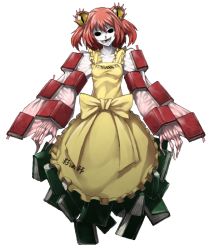 Rule 34 | apron, bad id, bad pixiv id, book, bow, clothes writing, colored skin, full body, looking at viewer, mazeran, motoori kosuzu, orange hair, persona, red eyes, solo, touhou, translation request, transparent background, white skin, yellow eyes
