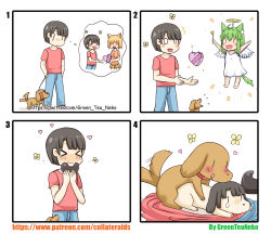 Rule 34 | &gt; &lt;, 0 0, 1boy, 2girls, 4koma, :d, absurdres, angel, angel wings, animal, animal ears, animalization, bad id, bad pixiv id, bare arms, bare shoulders, barefoot, barking, black hair, blonde hair, blue pants, blunt bangs, blush, box, brown footwear, brown shirt, candy, cat ears, cat girl, cat tail, chocolate, chocolate heart, closed eyes, closed mouth, comic, commentary request, denim, dog, dress, eating, feathered wings, food, furry, green hair, greenteaneko, halo, hands in pockets, heart, heart-shaped box, highres, holding, holding wand, imagining, jeans, leash, lying, mating (animal), multiple girls, nose blush, on stomach, open mouth, original, pants, pleated skirt, rape, red shirt, sequential, sex, shirt, short hair, short sleeves, silent comic, skirt, sleeveless, sleeveless dress, smile, square 4koma, standing, star (symbol), tail, tail wagging, teardrop, wand, watermark, wavy mouth, web address, white dress, white wings, wings, yellow skirt, | |