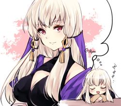 Rule 34 | 1girl, alternate breast size, bad id, bad twitter id, breast conscious, breasts, cleavage, closed mouth, closed eyes, fire emblem, fire emblem: three houses, garreg mach monastery uniform, hair ornament, imagining, long hair, long sleeves, lysithea von ordelia, naho (pi988y), nintendo, open mouth, pink eyes, sleeping, smile, solo, uniform, upper body, white hair