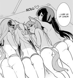 Rule 34 | 4girls, beach, multiple girls, cat ears, take your pick, thong, topless