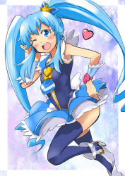 Rule 34 | 10s, 1girl, bad id, bad pixiv id, black thighhighs, blue dress, blue eyes, blue hair, blue skirt, brooch, crown, cure princess, dress, full body, happinesscharge precure!, heart, heart brooch, highres, kurose kousuke, long hair, magical girl, matching hair/eyes, mini crown, necktie, precure, shirayuki hime, shoes, skirt, smile, solo, thighhighs, twintails, wrist cuffs