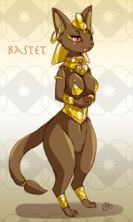 Rule 34 | 1girl, bastet (mythology), cat, egyptian clothes, furry, furry female, highres, melonleaf, open mouth, red eyes, solo