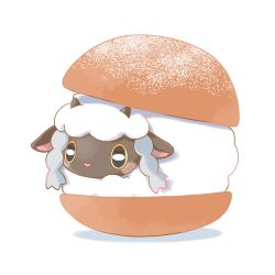 Rule 34 | bread, commentary request, creatures (company), food, game freak, gen 8 pokemon, highres, kana (maple926), maritozzo, nintendo, no humans, pastry, pokemon, pokemon (creature), simple background, solo, sweets, white background, wooloo