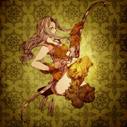 Rule 34 | ankoro, archer (fft), blonde hair, boots, bow (weapon), final fantasy, final fantasy tactics, gloves, long hair, skirt, solo, weapon