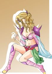 Rule 34 | 1990s (style), 1girl, blonde hair, breasts, female focus, final fantasy, final fantasy iv, gradient background, lowres, ponytail, retro artstyle, rosa farrell, solo