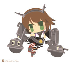 Rule 34 | 10s, 1girl, bad id, bad pixiv id, brown hair, chameleon man (three), chibi, flat color, green eyes, hairband, kantai collection, mutsu (kancolle), no lineart, short hair, simple background, white background