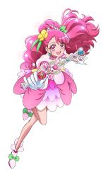 Rule 34 | 1girl, :d, artist request, bare legs, blush, bow, choker, cure grace, dress, earrings, flower, footwear bow, full body, gloves, green bow, hair bun, hair flower, hair ornament, hanadera nodoka, healin&#039; good precure, holding, holding wand, jewelry, long hair, looking at viewer, magical girl, official art, open mouth, pink dress, pink eyes, pink hair, pink neckwear, precure, puffy sleeves, shoes, single hair bun, smile, solo, transparent background, wand, white footwear, white gloves