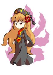 Rule 34 | 1girl, anger vein, angry, belt, black eyes, bow, bowtie, breasts, chibi, chinese clothes, clip studio paint (medium), closed mouth, crescent, dairi, dress, energy, full body, grey belt, grey dress, grey hat, hair between eyes, hat, junko (touhou), long hair, long sleeves, looking to the side, medium breasts, orange hair, phoenix crown, pom pom (clothes), red eyes, simple background, solo, standing, tabard, tachi-e, touhou, transparent background, white background, wide sleeves, yellow bow, yellow bowtie