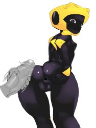 Rule 34 | abzu, ambiguous gender, ass, black skin, bodysuit, colored skin, diving suit, helmet, highres, huge ass, looking at viewer, man0, thepolygonheart, thick thighs, thighs, wetsuit