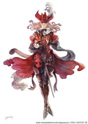 Rule 34 | 10s, 1girl, blonde hair, boots, cat tail, concept art, facial mark, final fantasy, final fantasy xiv, full body, gloves, hat, long hair, miqo&#039;te, official art, red mage (final fantasy), solo, sword, tail, thigh boots, thighhighs, transparent background, weapon, yusuke mogi