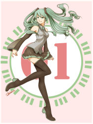 Rule 34 | 1girl, ann yosh, boots, detached sleeves, green eyes, green hair, hatsune miku, high heels, highres, legs, long hair, matching hair/eyes, md5 mismatch, necktie, shoes, skirt, smile, solo, thigh boots, thighhighs, twintails, very long hair, vocaloid, zettai ryouiki