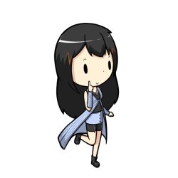 Rule 34 | 1990s (style), 1girl, arm warmers, bike shorts, black hair, boots, chibi, final fantasy, final fantasy viii, full body, jewelry, multicolored hair, necklace, potaaju, retro artstyle, rinoa heartilly, simple background, solo, streaked hair